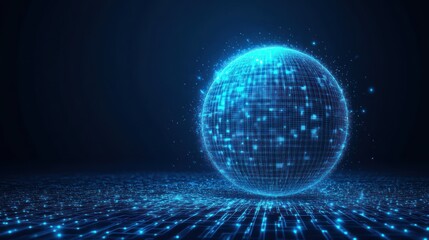 Digital sphere on a grid floor