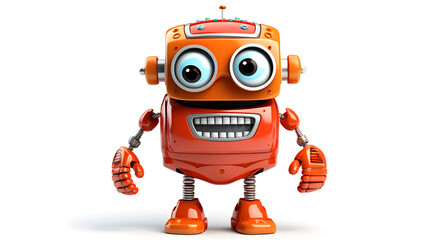 Vintage retired robot on white background for technology concept design projects