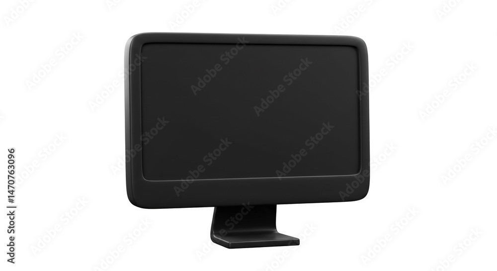 Poster a minimalist black computer monitor with a blank screen isolated on a white background studio shot