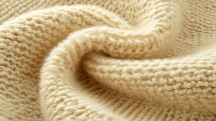 Fototapeta premium Closeup Beige Knitted Fabric Texture