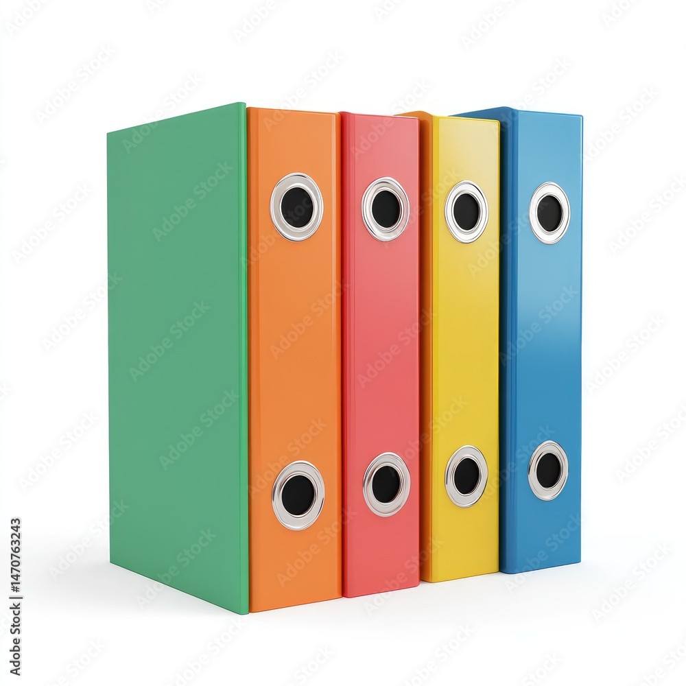 Poster colorful file folders stacked in a neat arrangement.