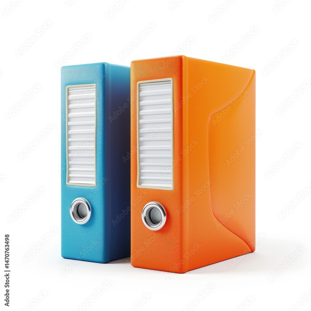Poster two colorful file folders, side-by-side, for document storage.