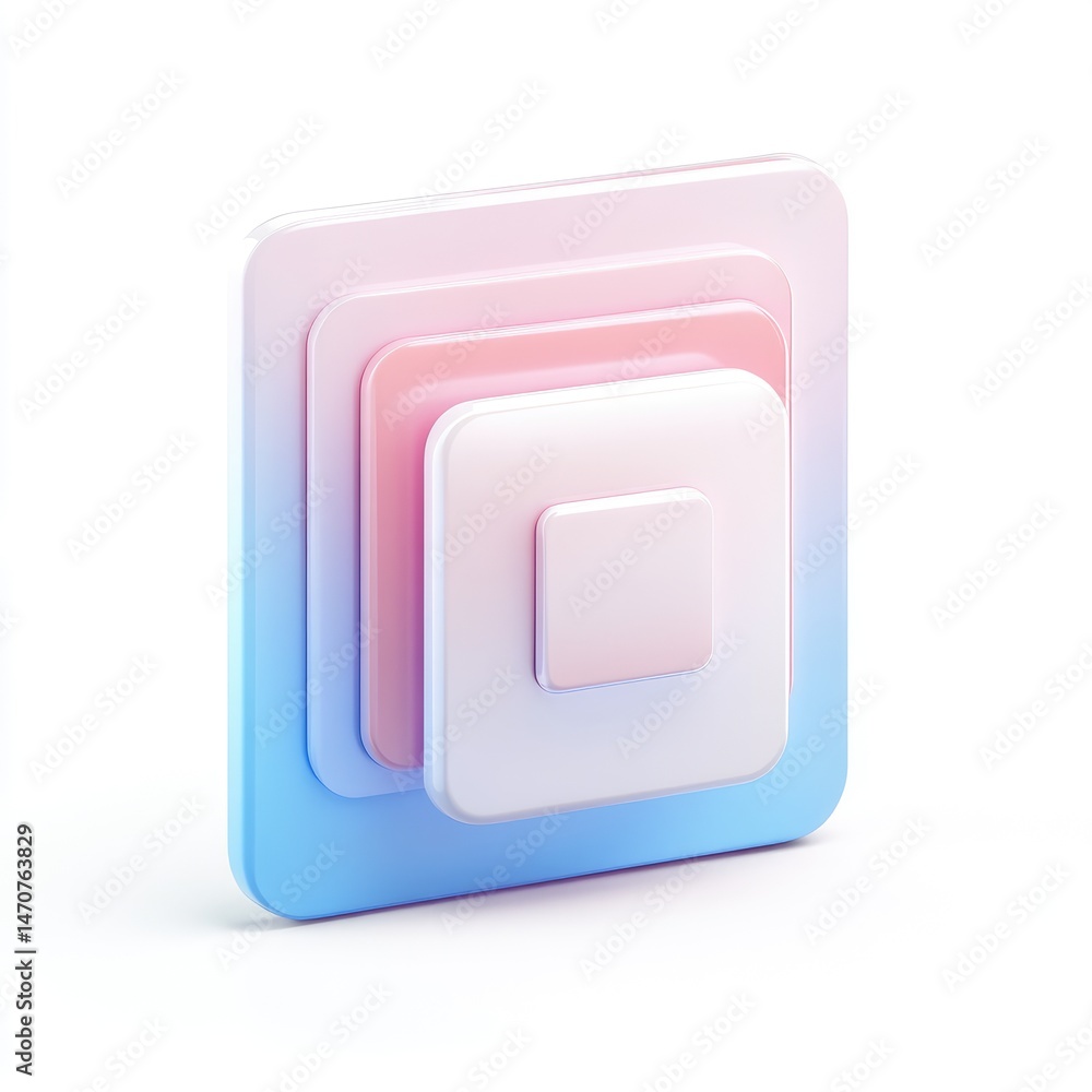 Aufkleber layered square graphic design element with gradient colors.