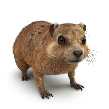3D rendering of a rock hyrax, facing forward.