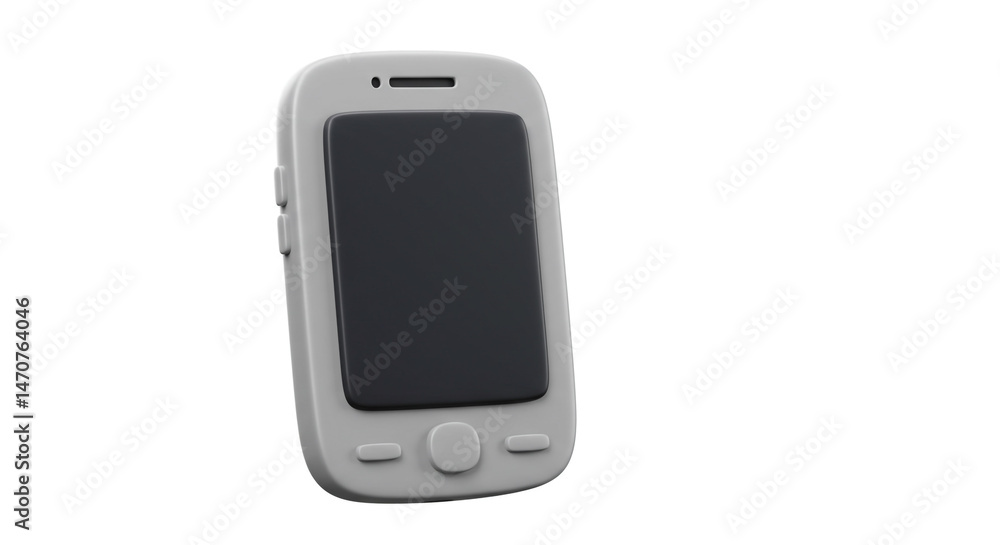 Aufkleber a gray smartphone with a black screen and three buttons on the bottom on a white background