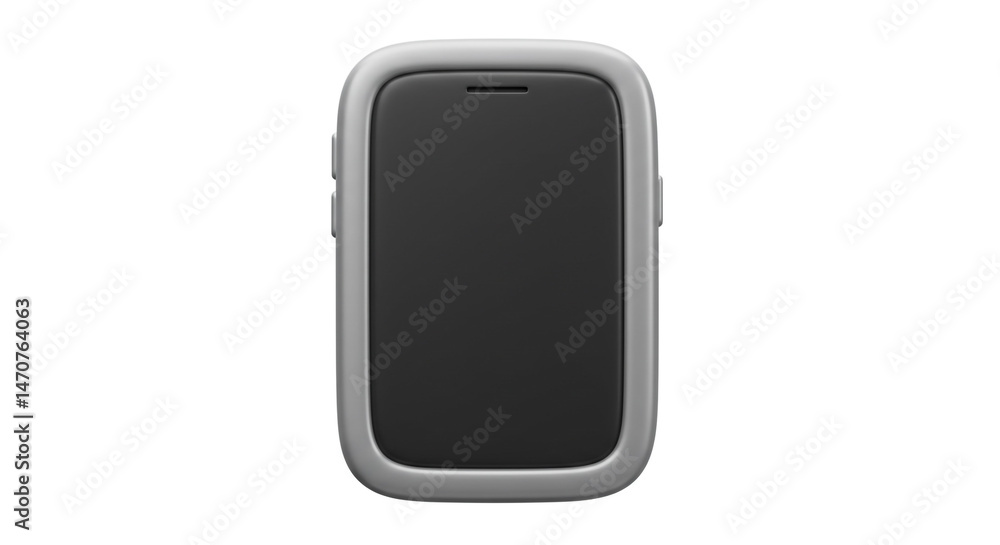 Poster isolated gray smartphone with a black screen and rounded edges on a plain white background studio sh