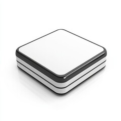 Square black and white metallic storage container.