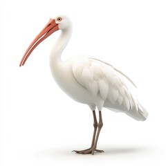 A digital illustration of a white ibis.