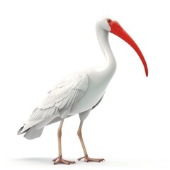 White ibis, standing tall, against a plain background.