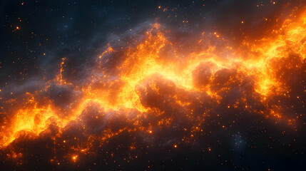 Obraz premium Fiery Orange Nebula in Dark Space
