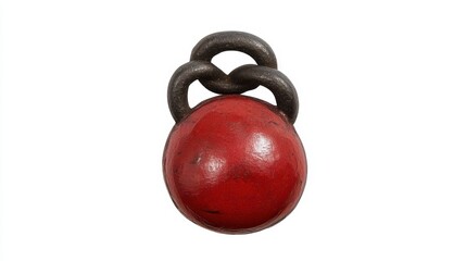 Red Sphere Pendant with Intertwined Dark Gray Chain on White