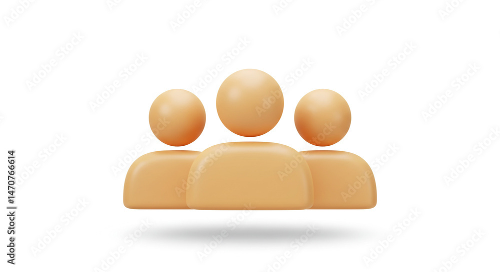 Poster a simple illustration of three light orange figures on a white background with a soft shadow