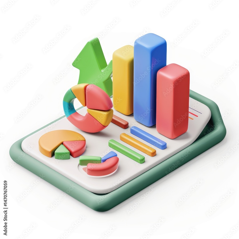 Poster colorful data visualizations displayed on a modern report.