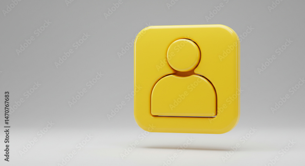 Aufkleber a yellow rounded square icon with a person symbol floating on a light gray gradient background
