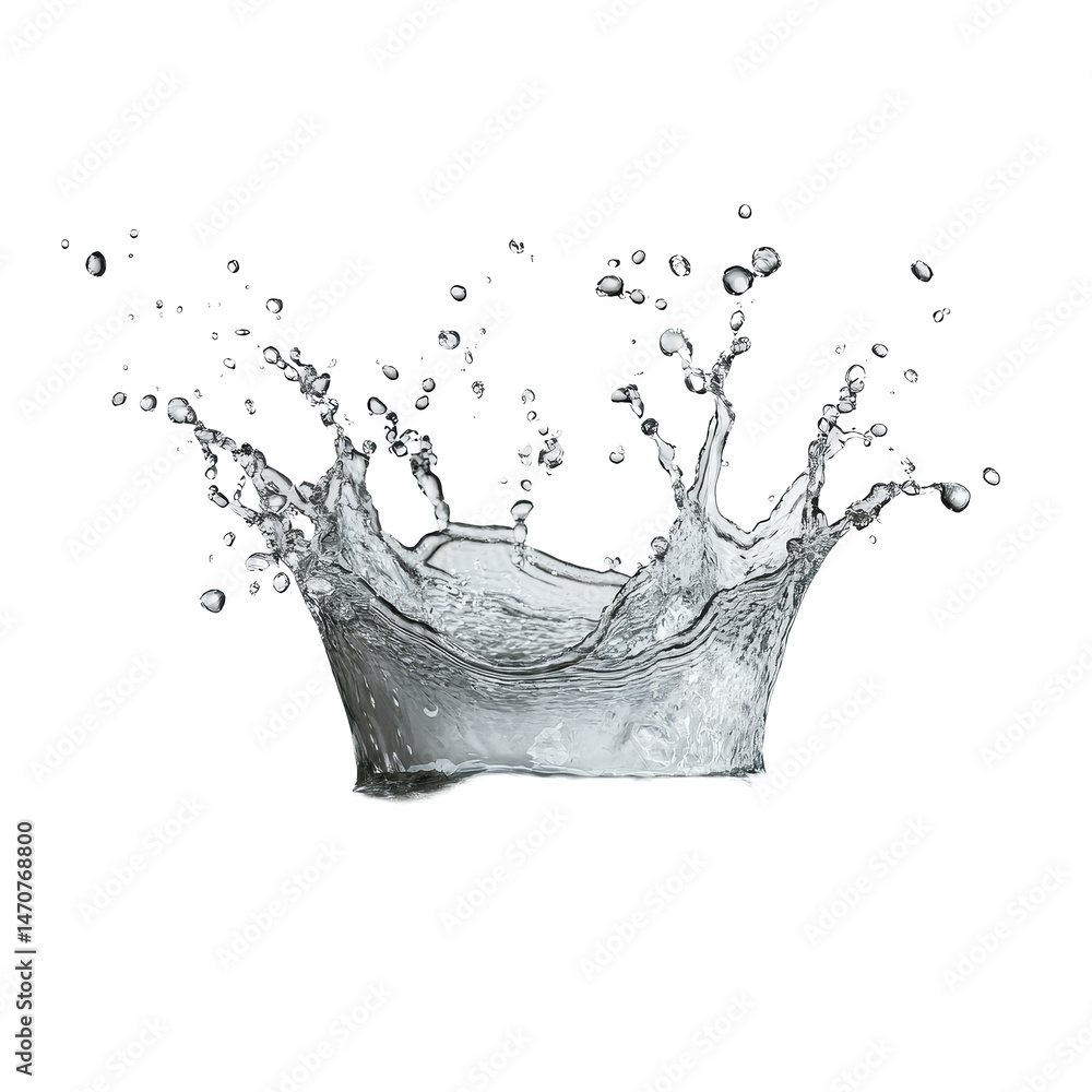Aufkleber water splash isolated against a light background creating dynamic motion at high speed during a liqu