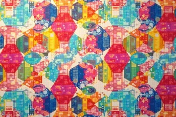 Fototapeta premium Abstract geometric shapes form a colorful repeating pattern Perfect for backgrounds, textures, and design projects , modern design, wallpaper design