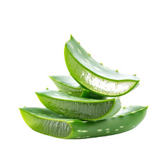 Fresh aloe vera leaves neatly stacked on a clean transparent background for natural wellness and skincare applications, Fresh Aloe Vera leaves on transparent background