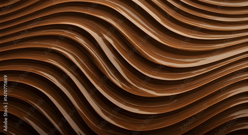 Aufkleber abstract brown flowing lines artwork with a smooth and glossy texture, reminiscent of chocolate swir