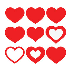 Heart shape vector icon as a simple red valentine symbol and universal love sign