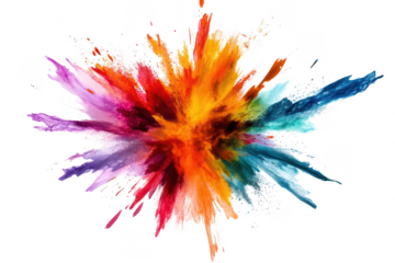A stunning, multicolor paint explosion radiating outward, perfect for creative projects, digital art, or graphic overlays