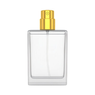 Elegant fragrance bottle with a minimalist design on black background