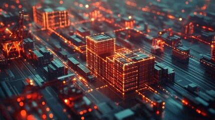 Obraz premium Digitalized Cargo Port