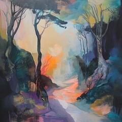 Abstract landscape painting