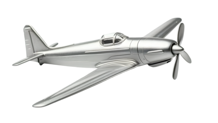 Silver Airplane Model with Propeller