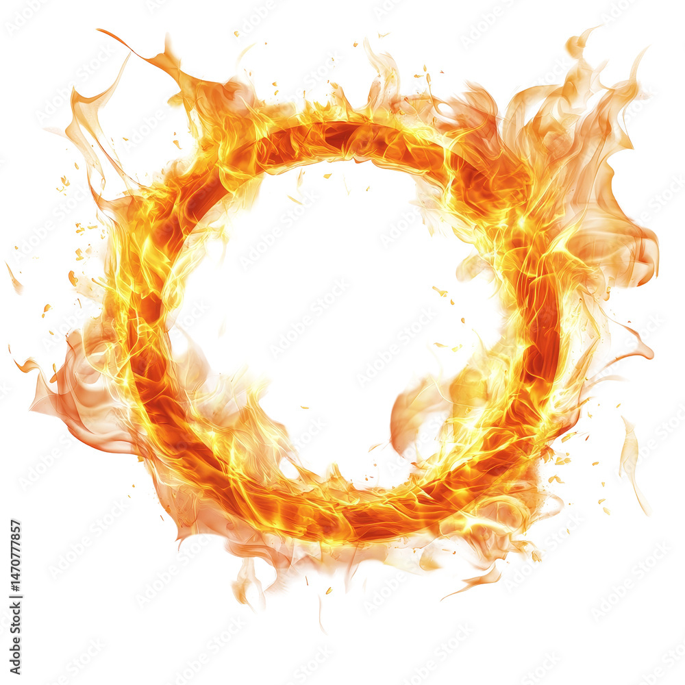 Poster realistic round flame on a transparent background creating a vibrant fire effect for design and arti