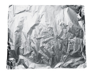 Fototapeta na wymiar Piece of aluminum foil isolated on white, top view