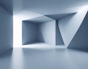 Obraz premium 白いキューブのある不思議な部屋