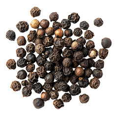Obraz premium Isolated black peppercorns arranged neatly on a clean transparent background highlighting their texture and color, Red peppercorn isolated on transparent background