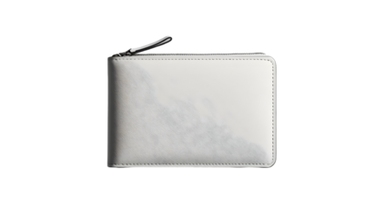 White wallet with zipper on Transparent Background