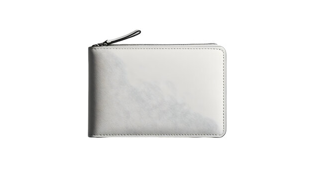 White wallet with zipper on Transparent Background