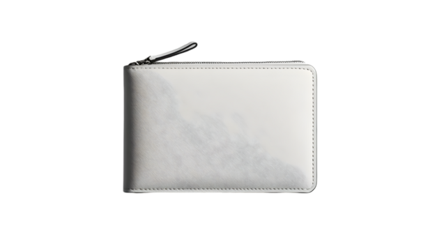 White wallet with zipper on Transparent Background