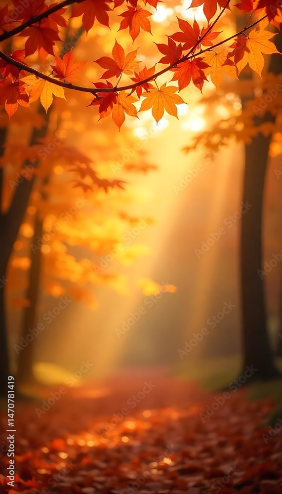 Poster generative ai captivating forest path in autumn colors with golden sunlight