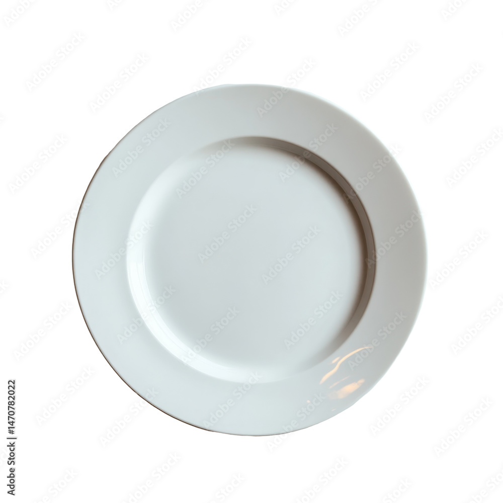 Poster empty transparent plate on a clean transparent background, ready for a meal or presentation in a cul