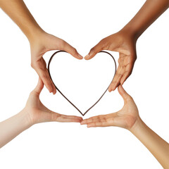 Obraz premium Hands united to form a heart shape on a clean transparent background expressing love and togetherness, Hands Forming Heart Shape on transparent background