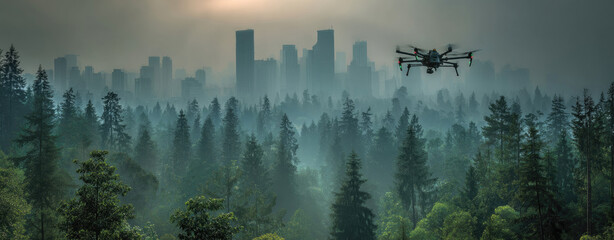 Rideaux Blurred city skyline view
