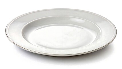Elegant White Ceramic Dinner Plate Isolated on White Background Perfect for Restaurant Menu Design or Food Photography