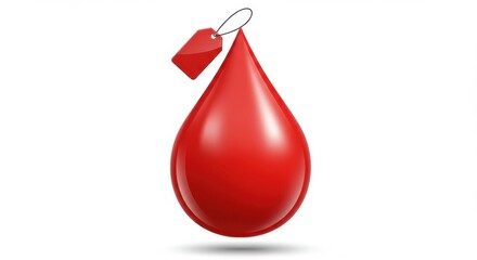 Obraz premium Blood Donation Campaign: Donate Blood, Save Lives. A Red Blood Drop with a Price Tag Symbolizing the Value of Life