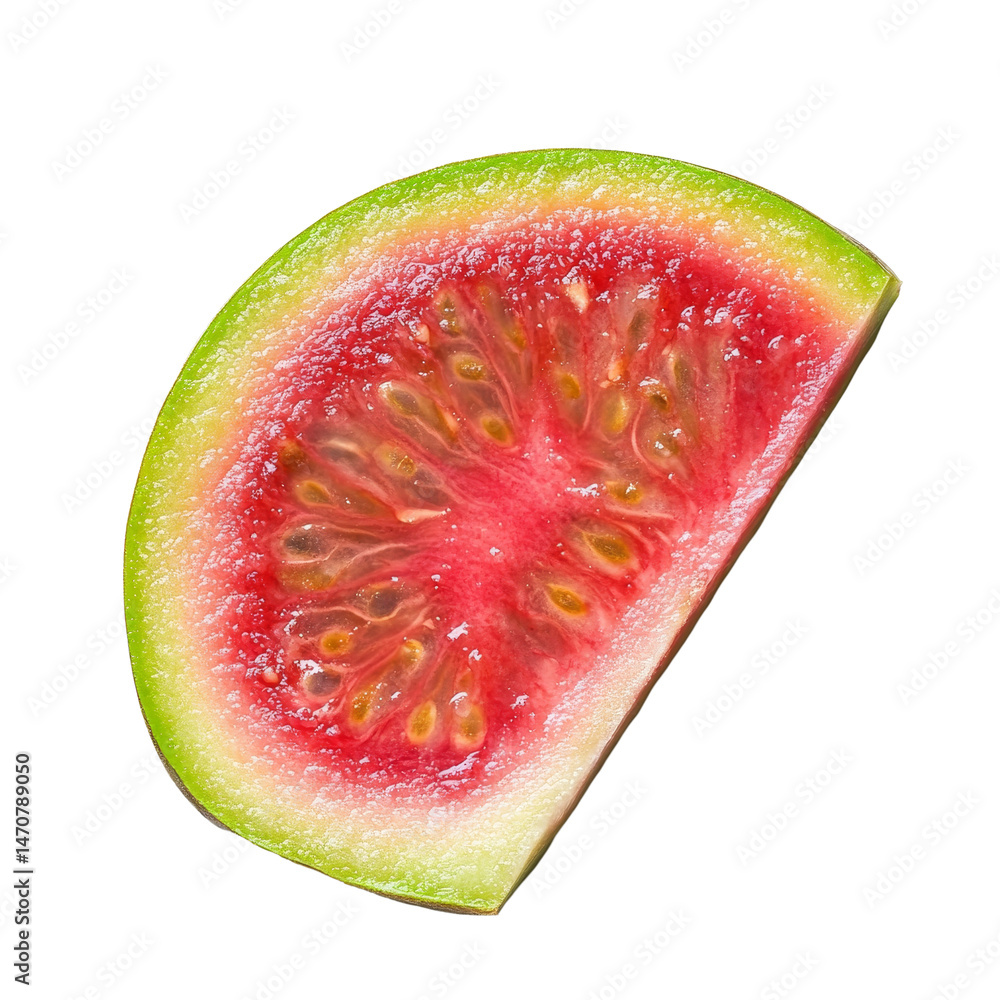 Poster fresh guava slice showcasing vibrant colors on a clean transparent background, guava slice on transp