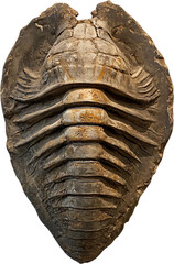Trilobite fossil specimen on transparent background for design