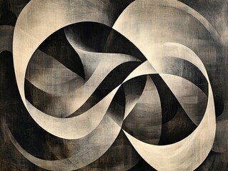 Abstract art with interwoven, flowing shapes