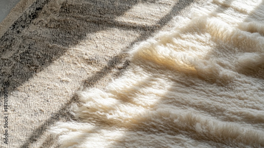 Poster close up image of a textured carpet with light and shadows