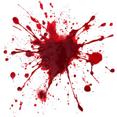 Blood splatter on a transparent background showcasing vibrant red tones and chaotic patterns, Blood Splatter On transparent background