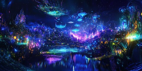 Obraz premium Cosmic Cityscape