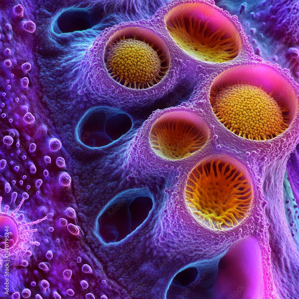 Poster close-up view of intricate biological structures.