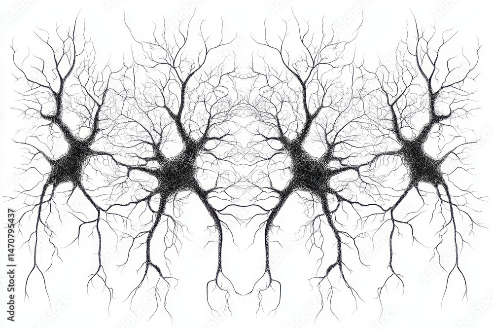 Poster Intricate illustration of symmetrical neural structures.