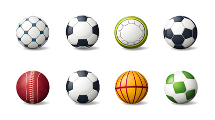 Professional Realistic Sports Balls Set for Golf, Soccer, Basketball, Tennis, Baseball, and Volleyball